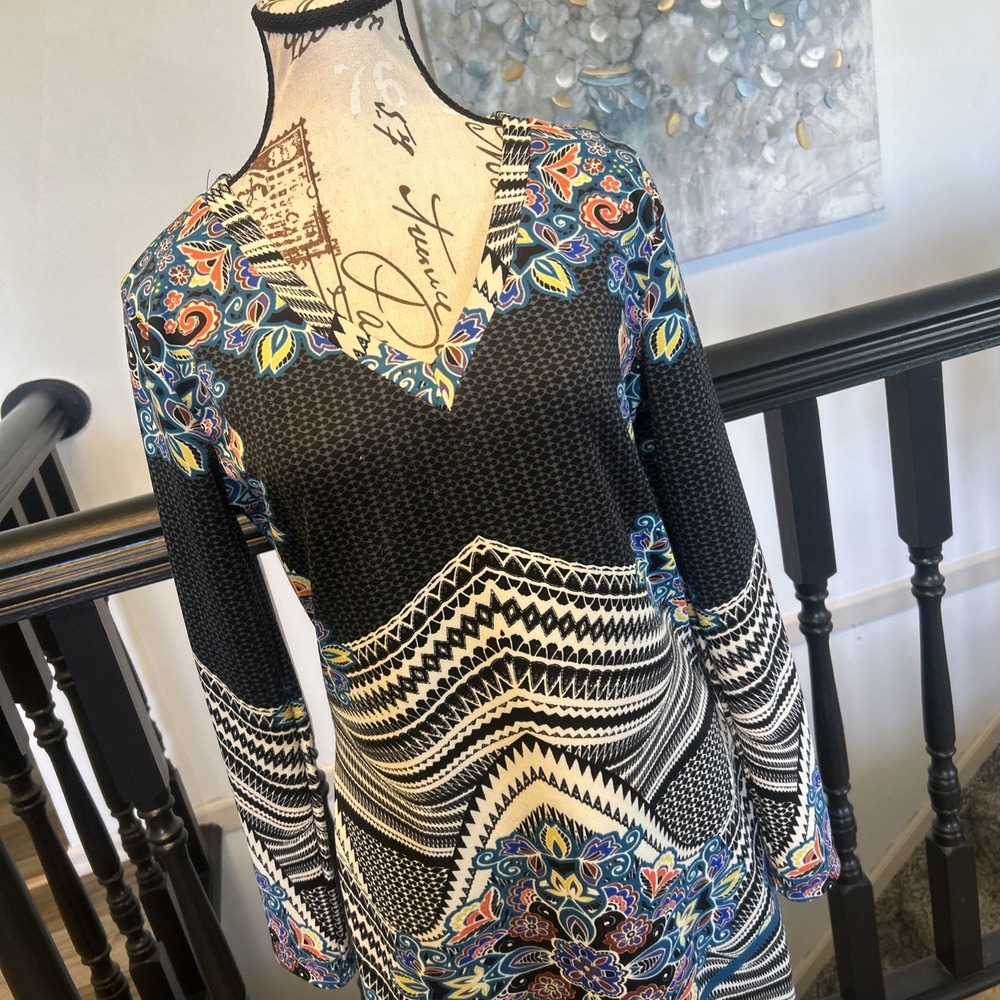 FIRE LOS ANGELES Women's Bodycon Midi Dress - Beautiful Print - Sz Large - Picture 2 of 6